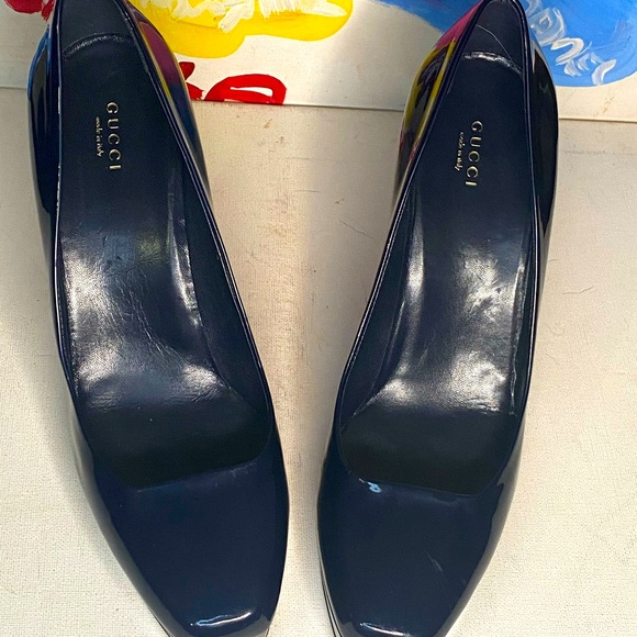 Gucci Navy Blue Patent Stiletto Size 42 - Picture 1 of 6